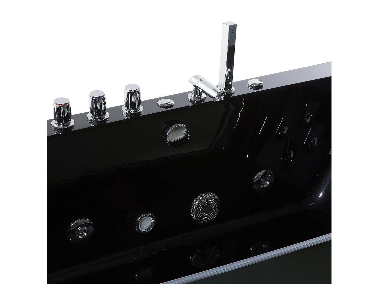 Baignoire d'angle à remous avec LED SAMANA 174 x 79 cm Noir