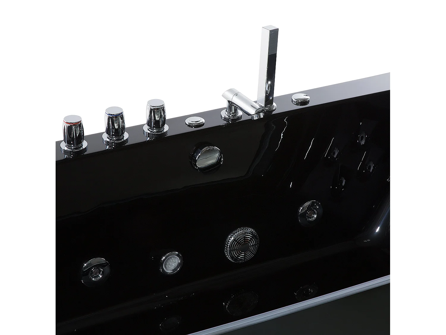 Wanna narożna z hydromasażem LED SAMANA Czarny