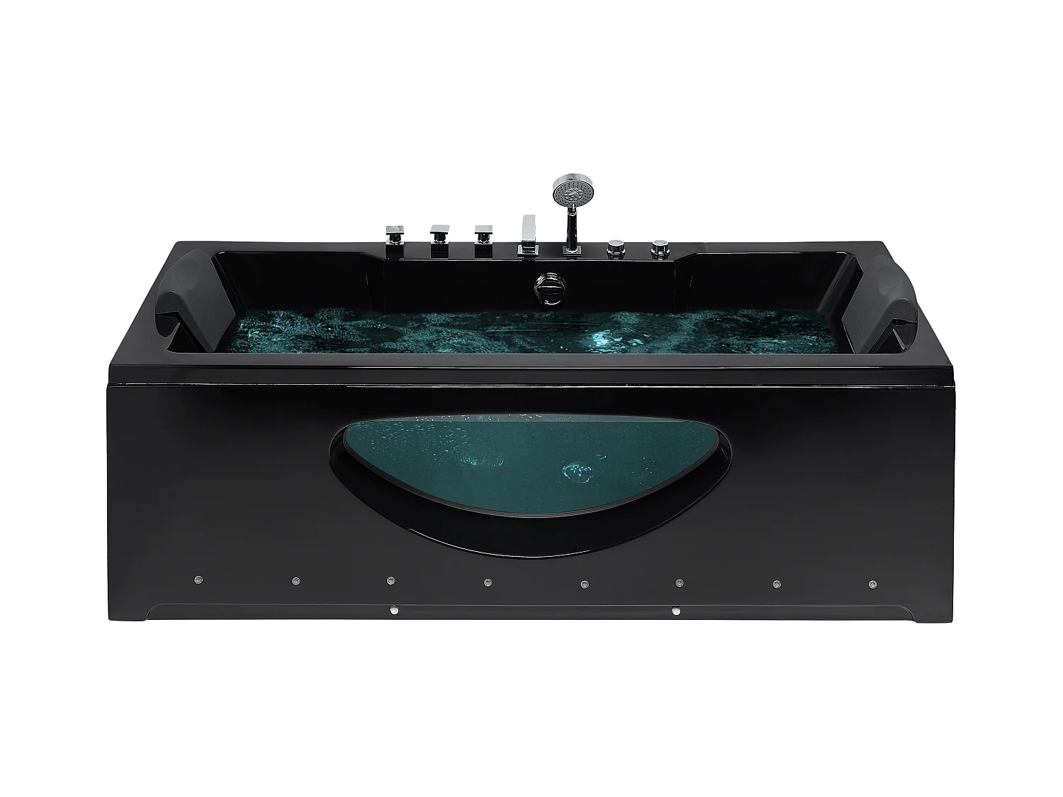 Baignoire d'angle à remous avec LED HAWES 180 x 80 cm Noir