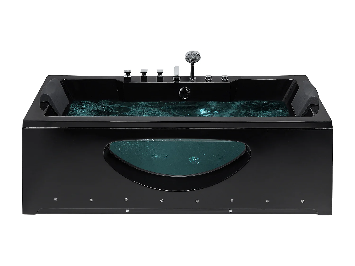 Baignoire d'angle à remous avec LED HAWES 180 x 80 cm Noir