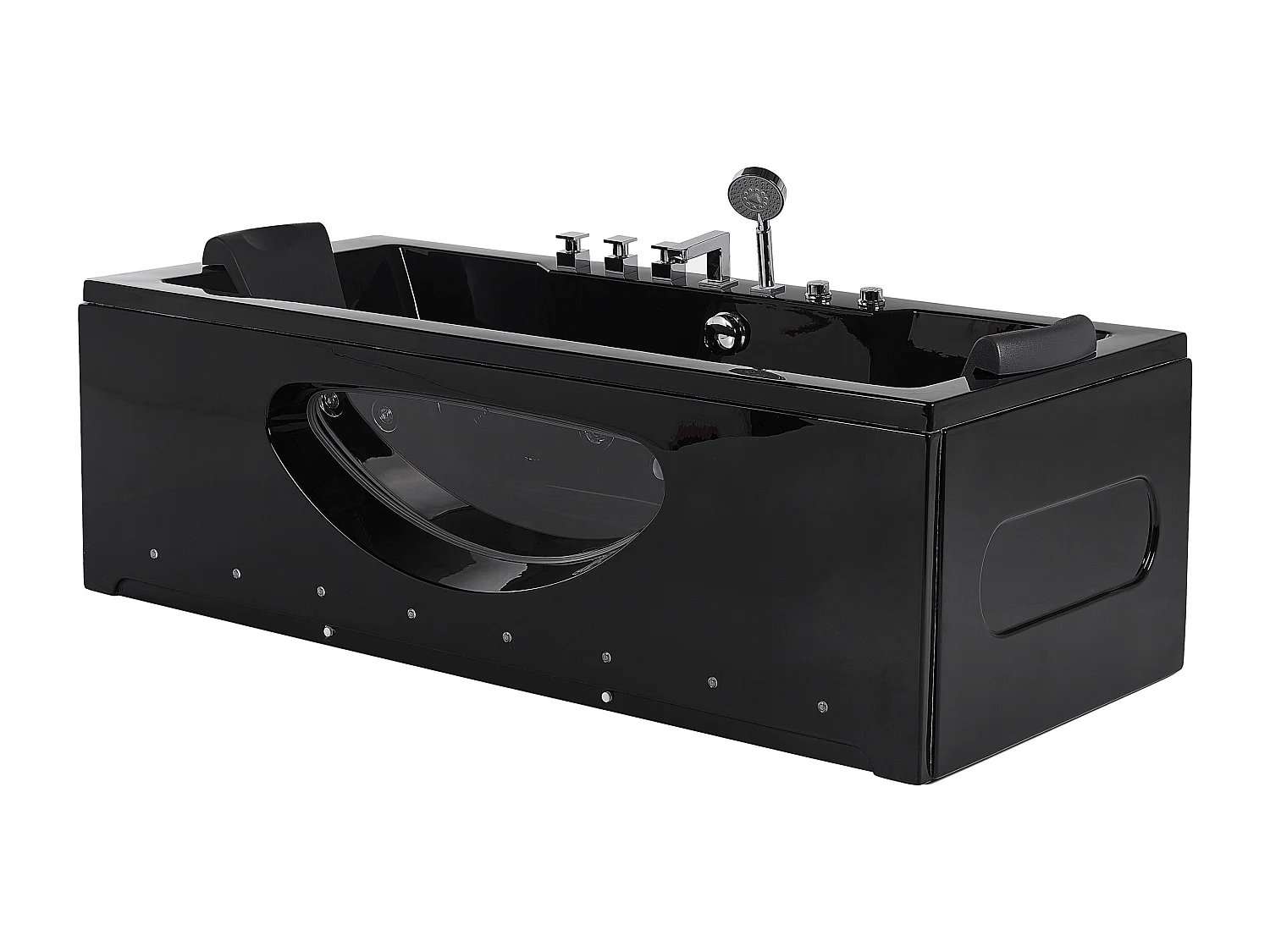 Baignoire d'angle à remous avec LED HAWES 180 x 80 cm Noir