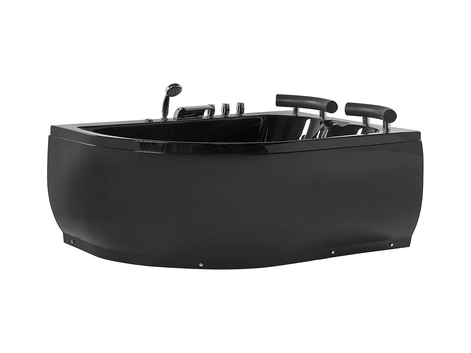 Baignoire d'angle à remous avec LED PARADISO Côté droite 158 x 113 cm Noir