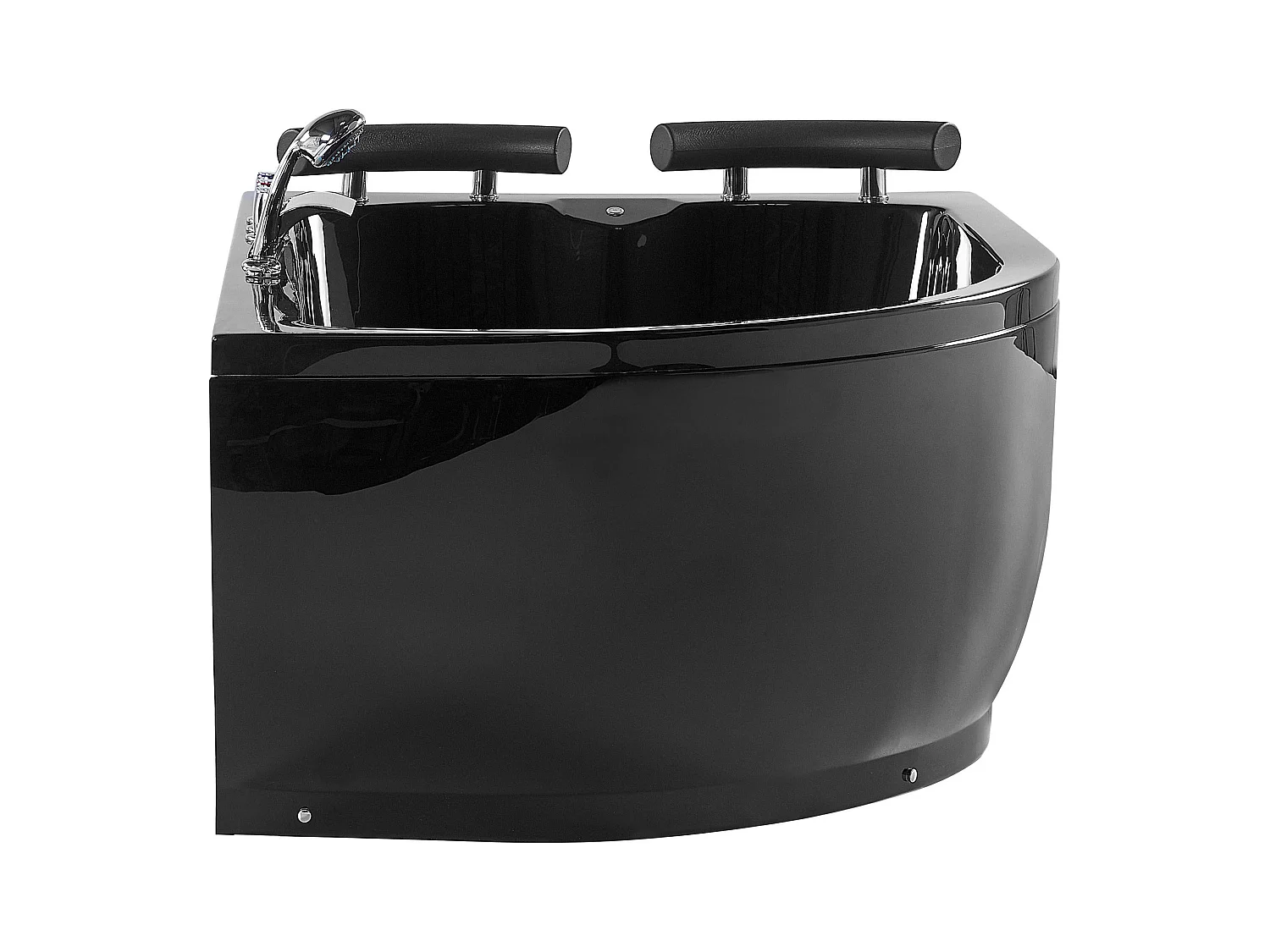 Baignoire d'angle à remous avec LED PARADISO Côté droite 158 x 113 cm Noir