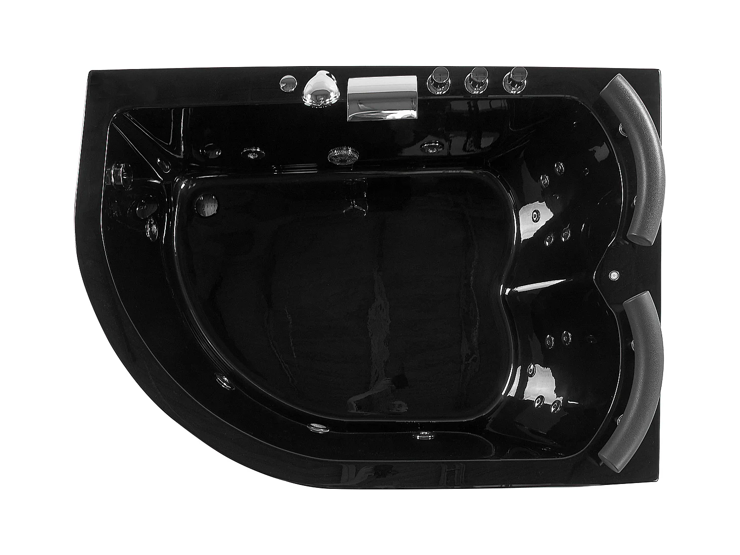 Baignoire d'angle à remous avec LED PARADISO Côté droite 158 x 113 cm Noir