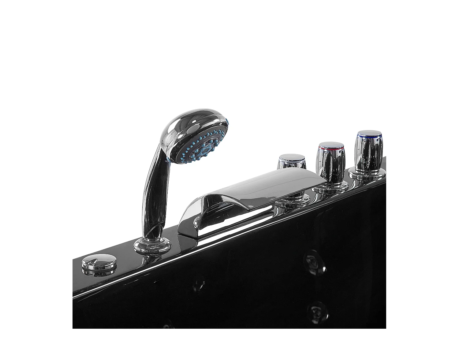 Baignoire d'angle à remous avec LED PARADISO Côté droite 158 x 113 cm Noir