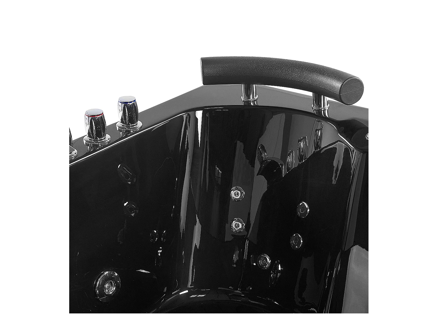 Baignoire d'angle à remous avec LED PARADISO Côté droite 158 x 113 cm Noir