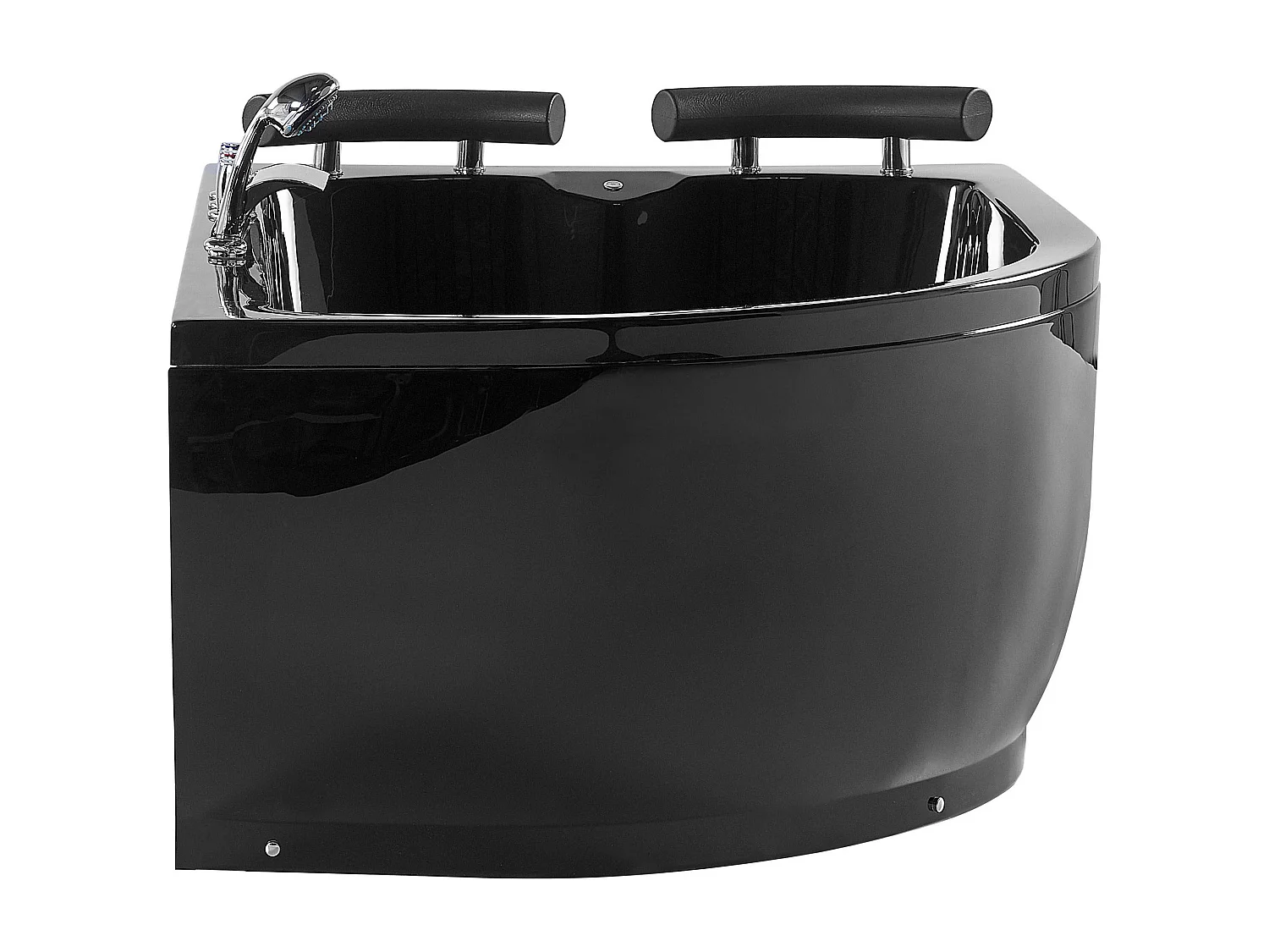 Baignoire d'angle à remous avec LED PARADISO Côté droite 158 x 113 cm Noir