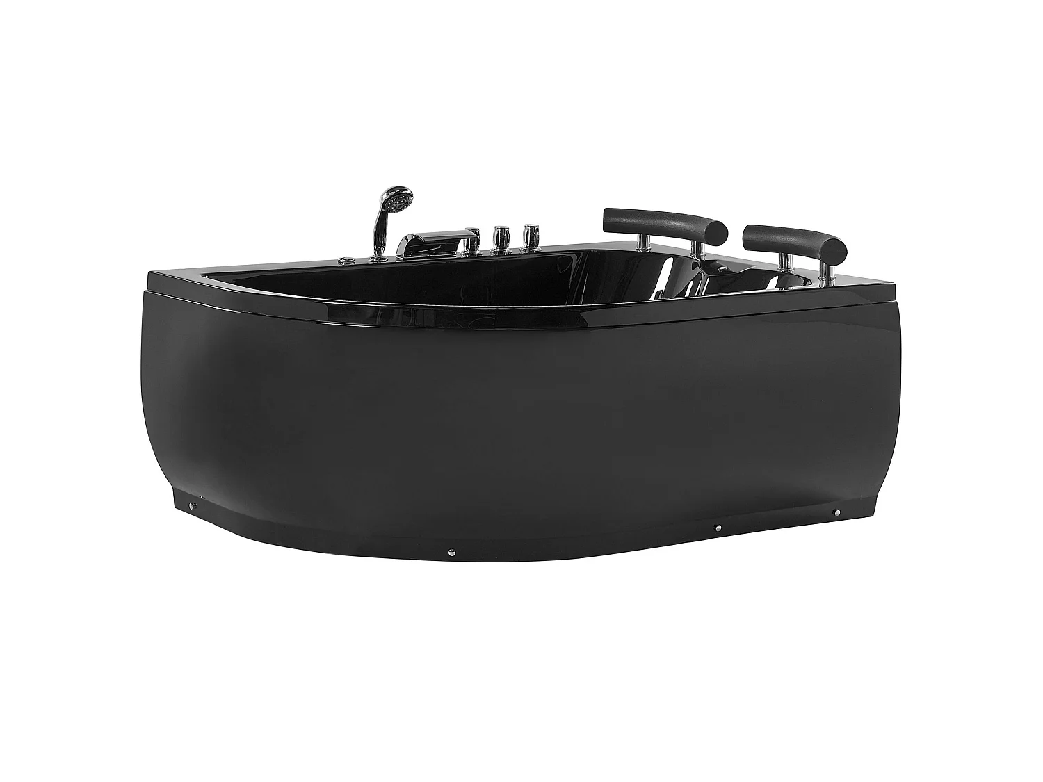 Baignoire d'angle à remous avec LED PARADISO Côté gauche 158 x 113 cm Noir