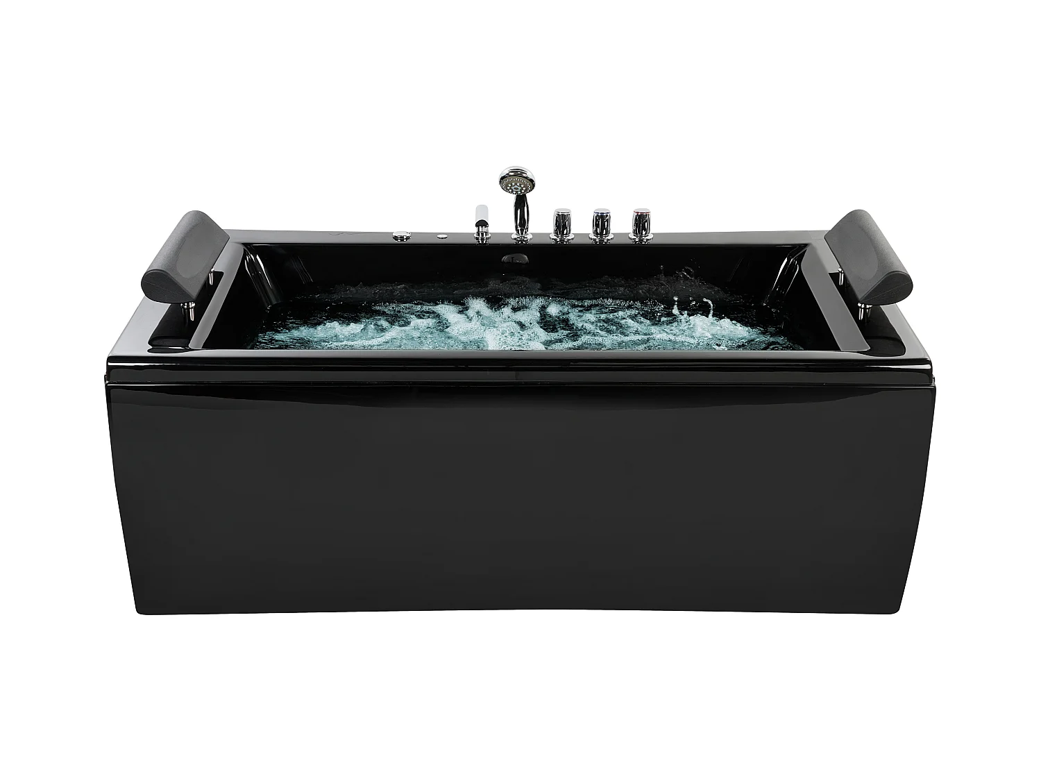 Baignoire d'angle à remous avec LED MONTEGO 172 x 83 cm Noir