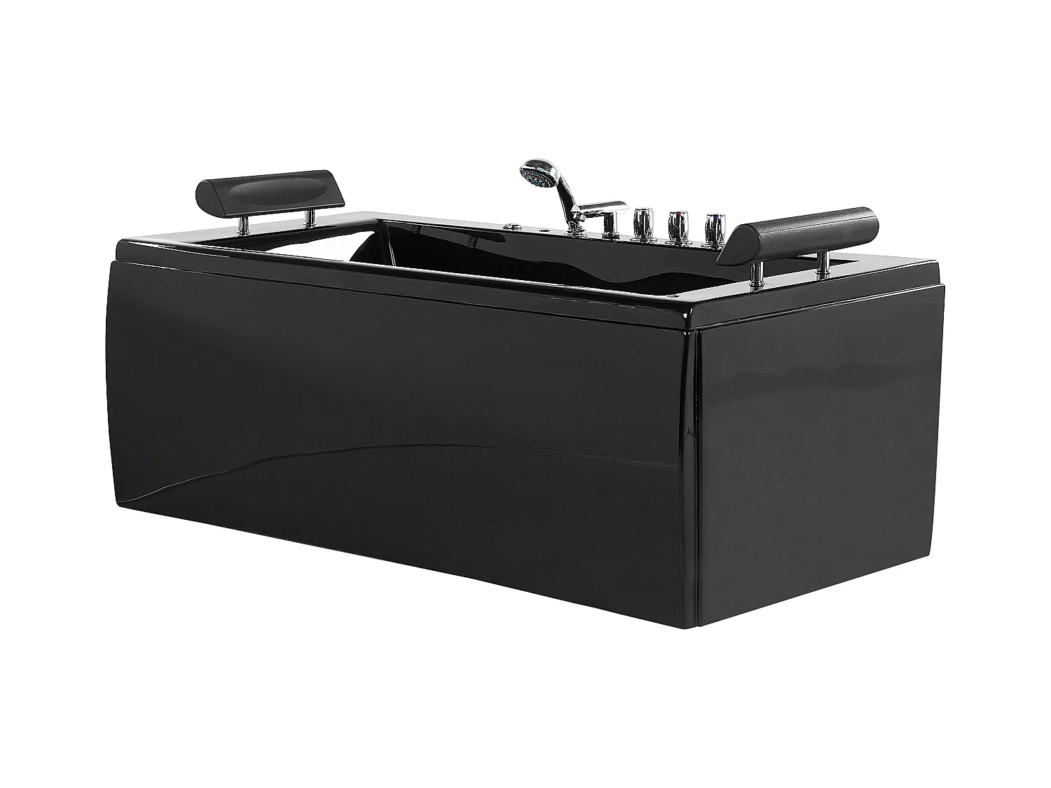 Baignoire d'angle à remous avec LED MONTEGO 172 x 83 cm Noir