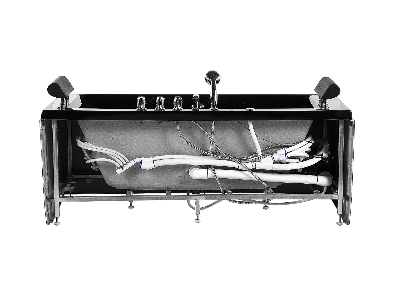 Baignoire d'angle à remous avec LED MONTEGO 172 x 83 cm Noir