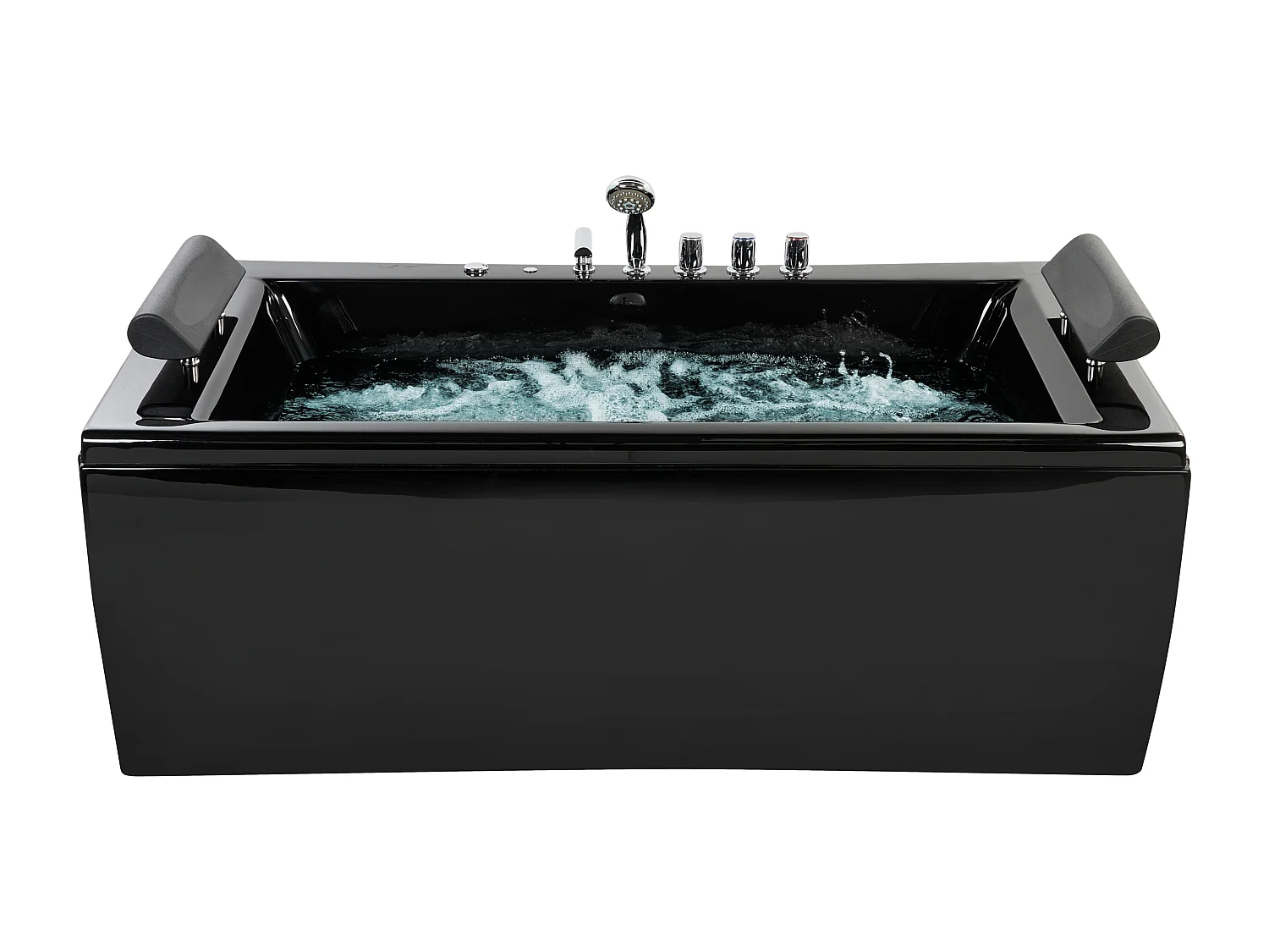 Baignoire d'angle à remous avec LED MONTEGO 172 x 83 cm Noir