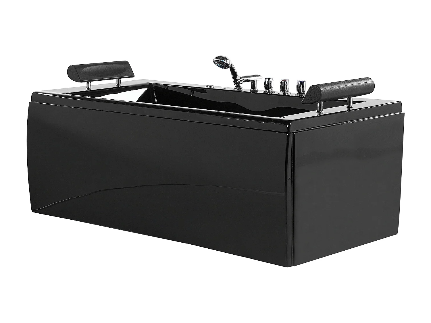 Baignoire d'angle à remous avec LED MONTEGO 172 x 83 cm Noir