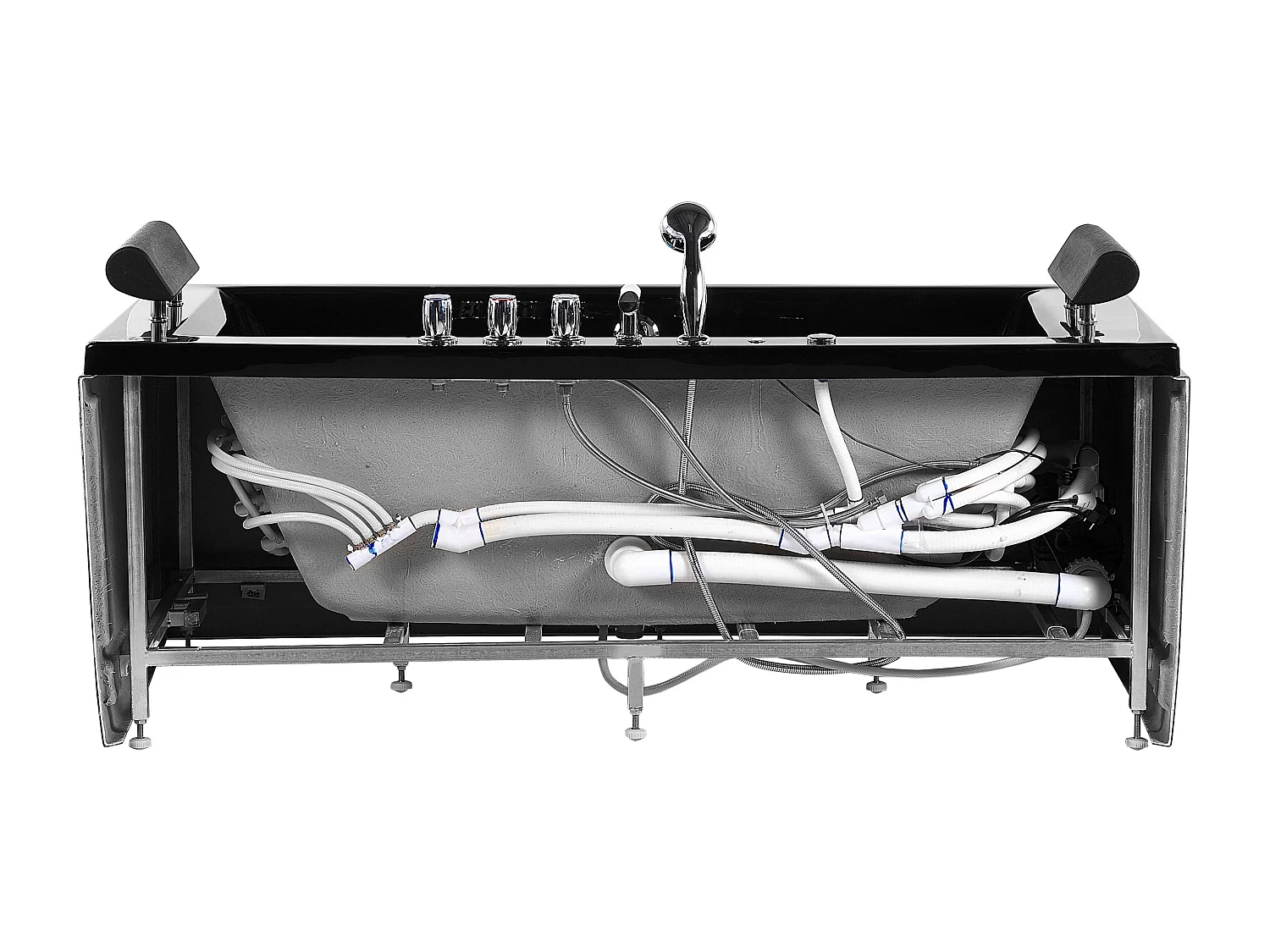 Baignoire d'angle à remous avec LED MONTEGO 172 x 83 cm Noir