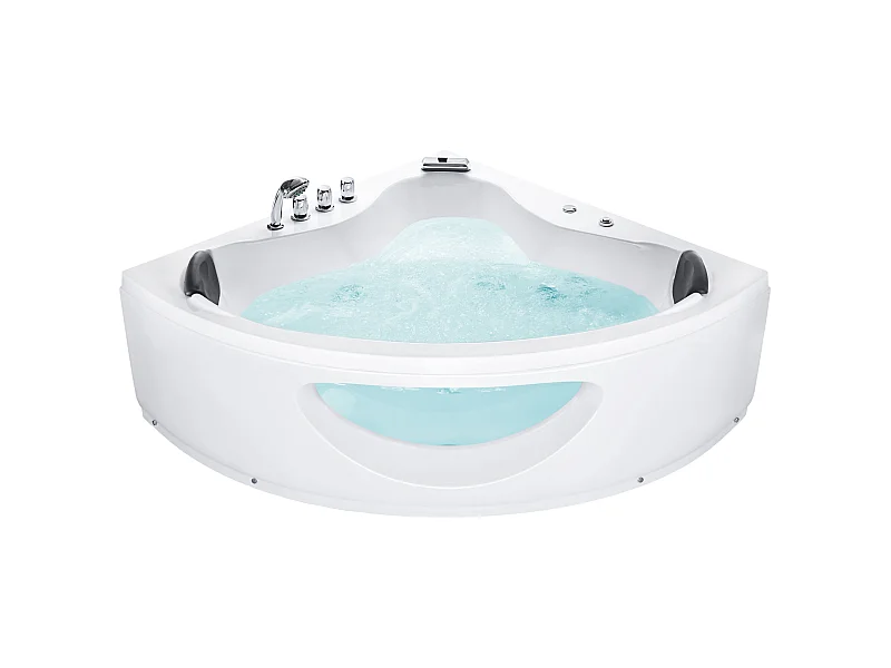 Whirlpool Badewanne Eckmodell mit LED TOCOA 190 x 138 cm Weiss