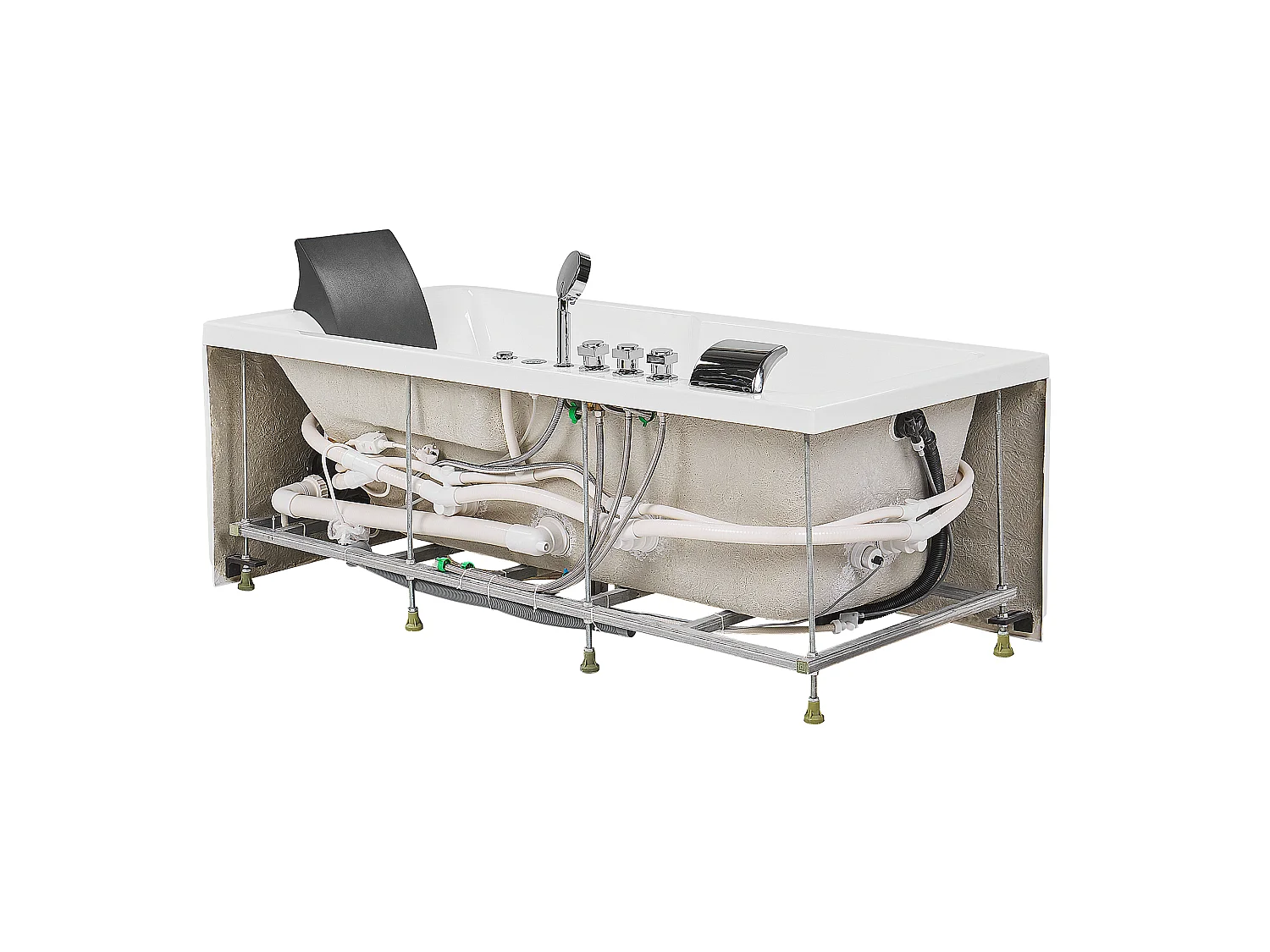 Baignoire d'angle à remous avec LED ARTEMISA Côté droit 170 x 80 cm Blanc