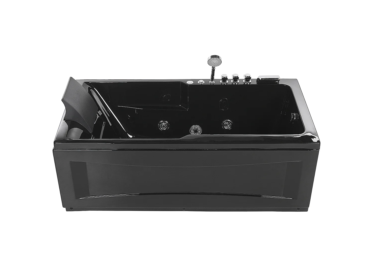 Baignoire d'angle à remous avec LED ARTEMISA Côté droite 170 x 80 cm Noir