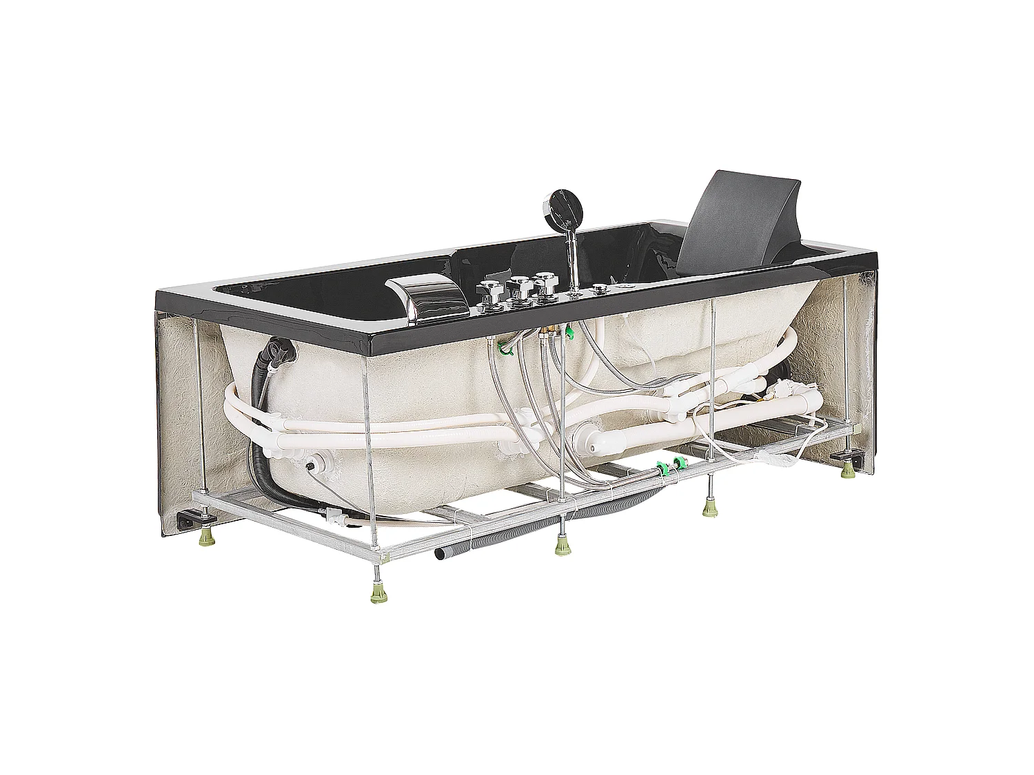 Baignoire d'angle à remous avec LED ARTEMISA Côté droite 170 x 80 cm Noir