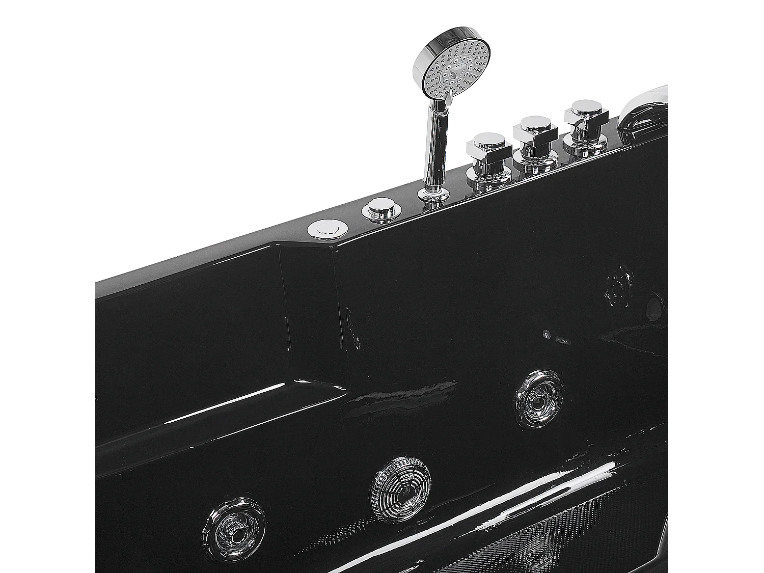 Baignoire d'angle à remous avec LED ARTEMISA Côté droite 170 x 80 cm Noir