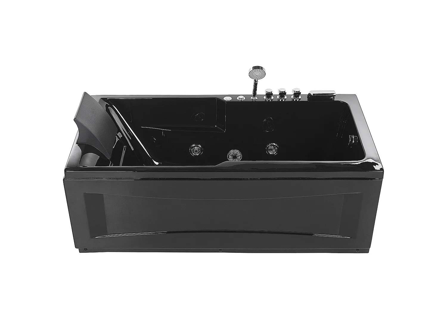 Baignoire d'angle à remous avec LED ARTEMISA Côté droite 170 x 80 cm Noir