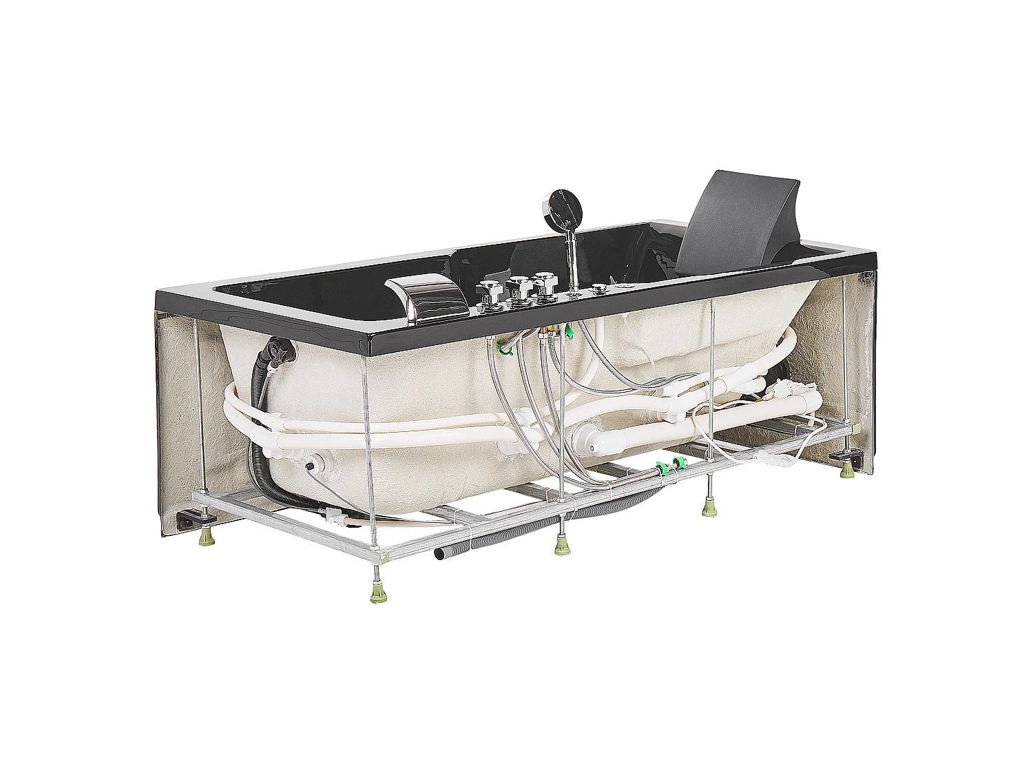 Baignoire d'angle à remous avec LED ARTEMISA Côté droite 170 x 80 cm Noir