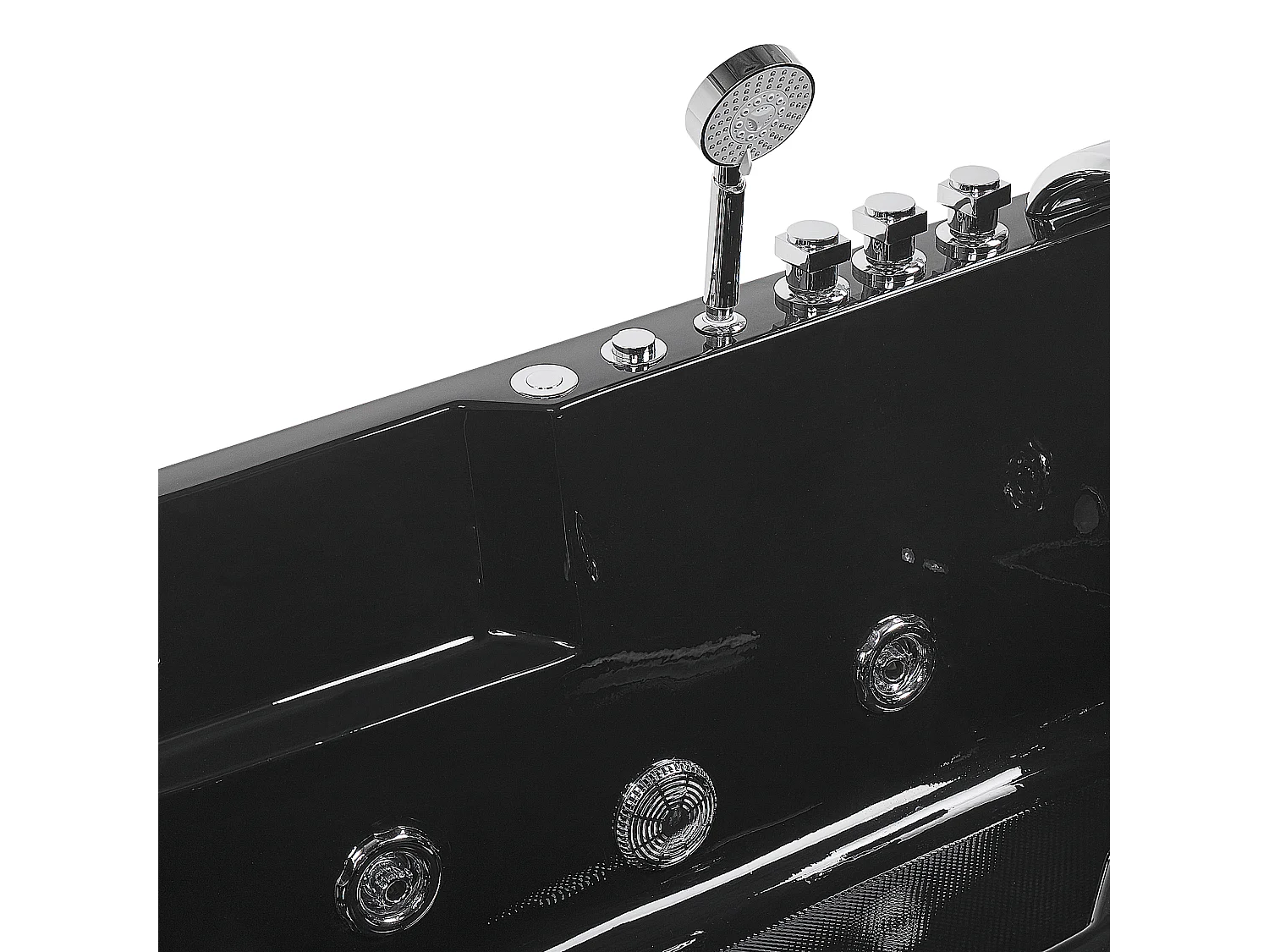 Baignoire d'angle à remous avec LED ARTEMISA Côté droite 170 x 80 cm Noir