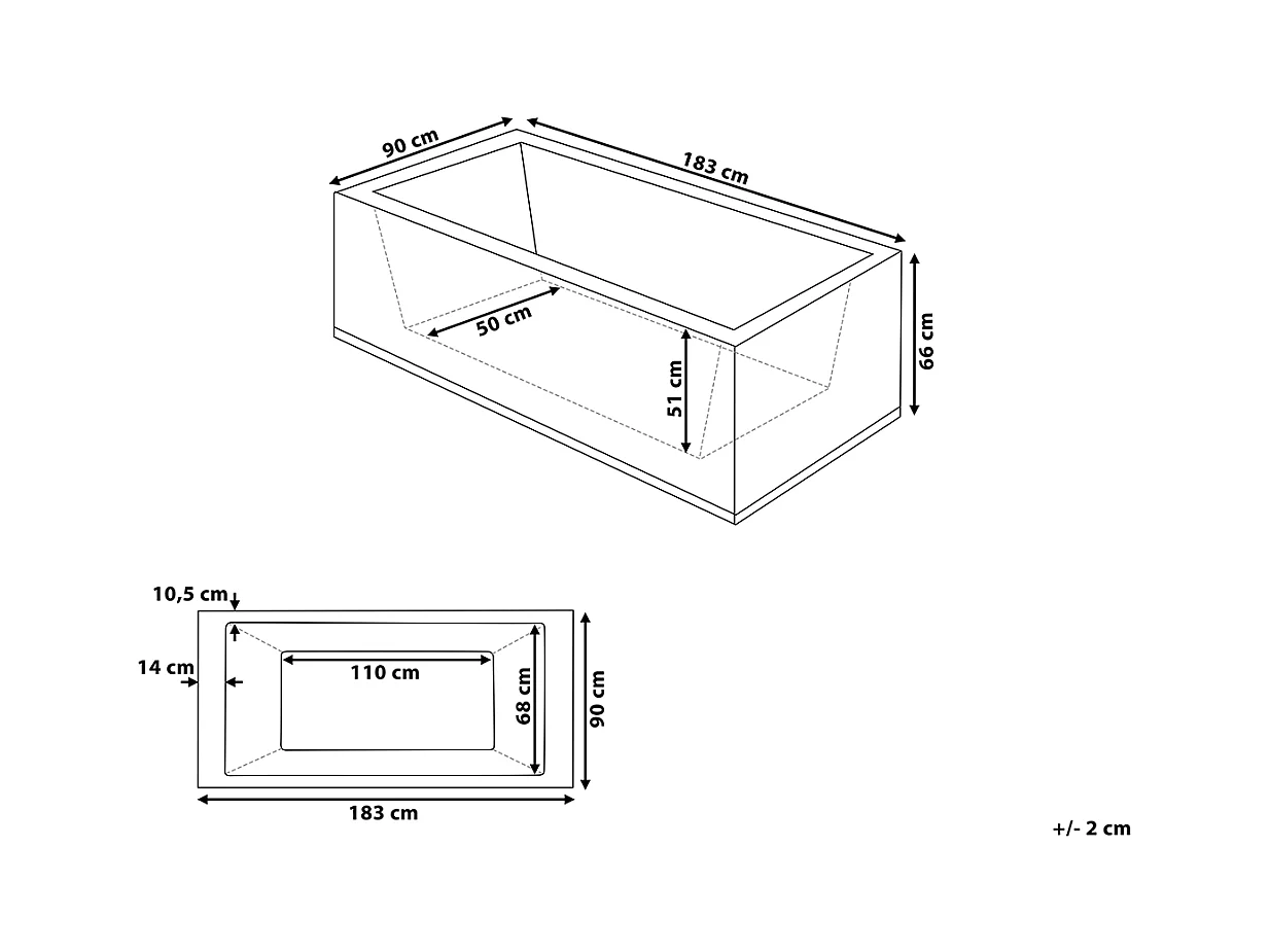 Baignoire d'angle à remous avec LED VARADERO Côté droit 183 x 90 cm Blanc