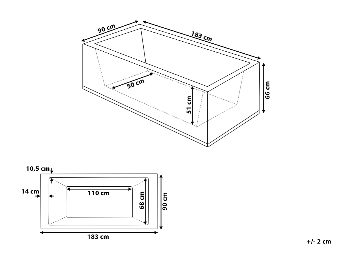 Bañera de hidromasaje LED esquinera VARADERO Derecha 183 x 90 cm Blanco