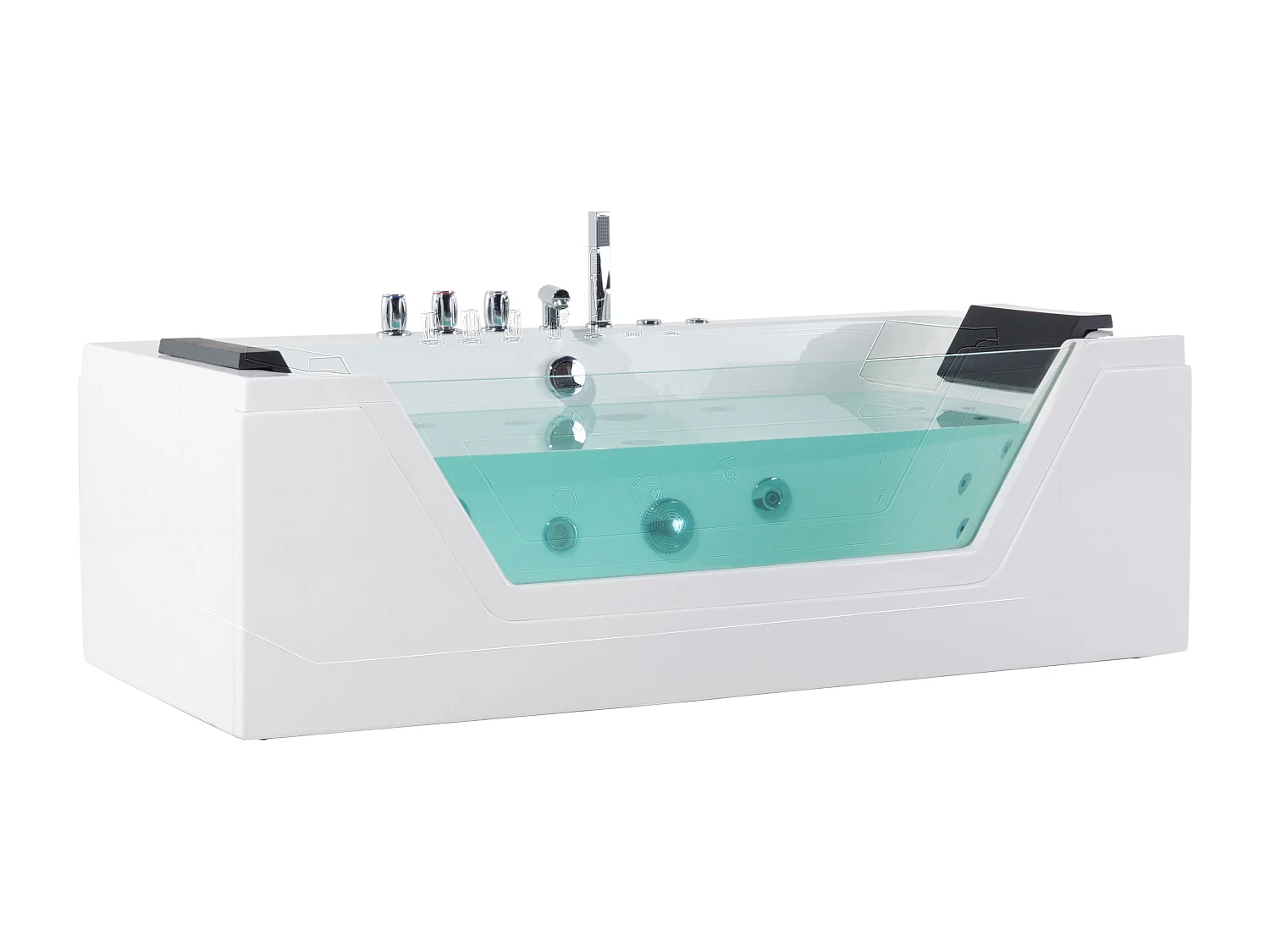 Whirlwanne weiß rechteckig Doppelwanne mit Massage LED 170 cm Samana