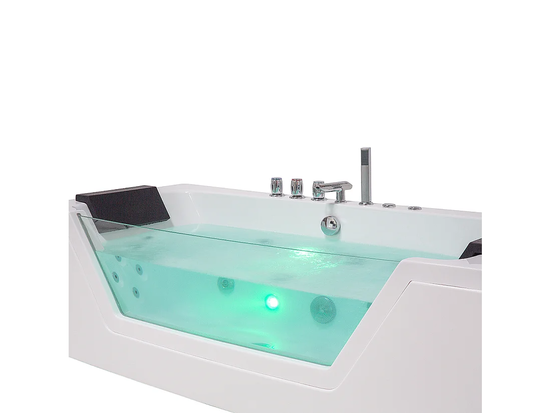 Whirlwanne weiß rechteckig Doppelwanne mit Massage LED 170 cm Samana