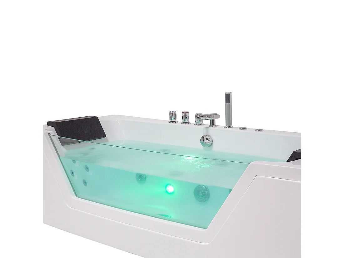 Baignoire d'angle à remous avec LED SAMANA 174 x 79 cm Blanc
