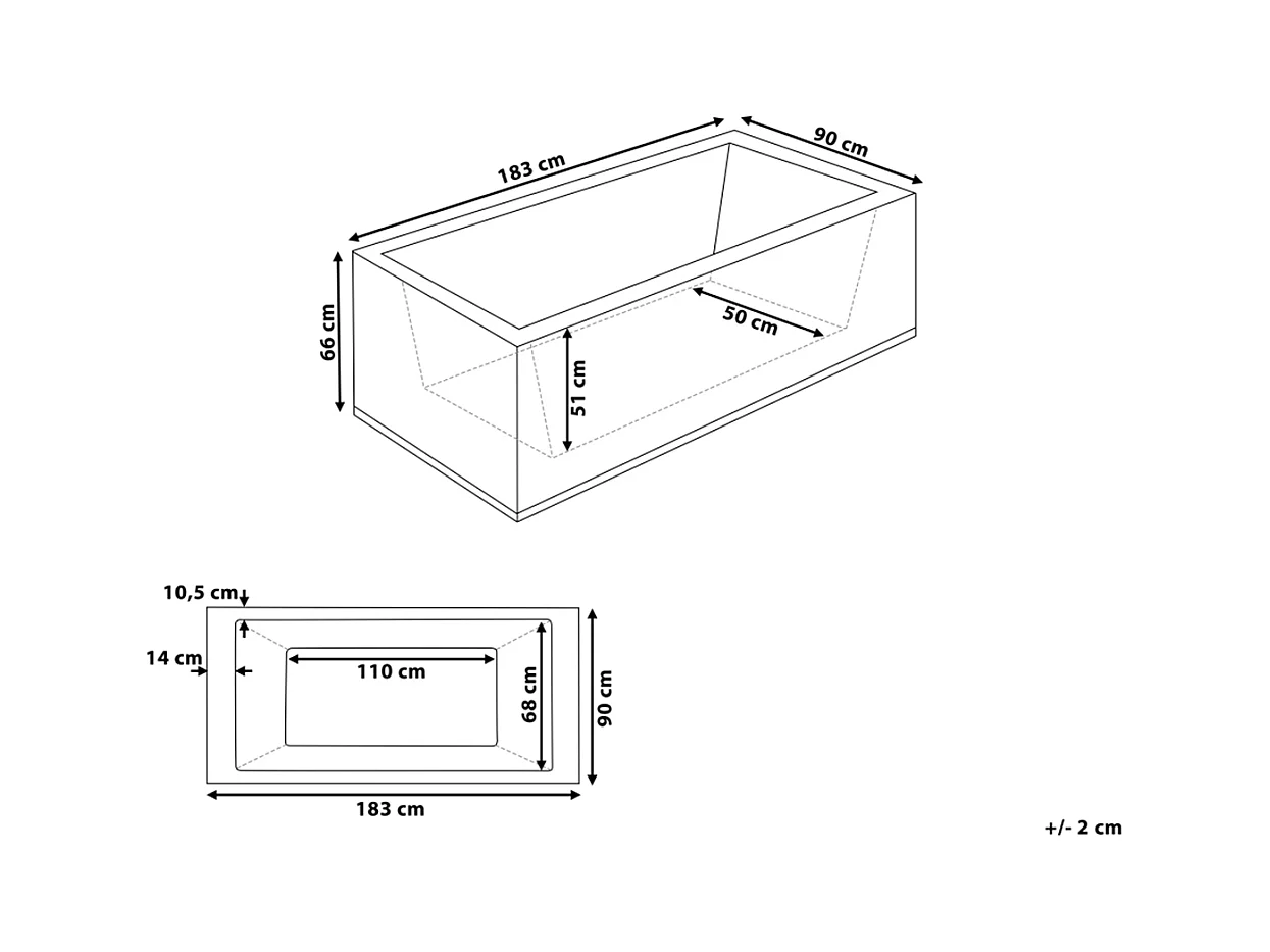 Baignoire d'angle à remous avec LED VARADERO Côté droite 183 x 90 cm Noir