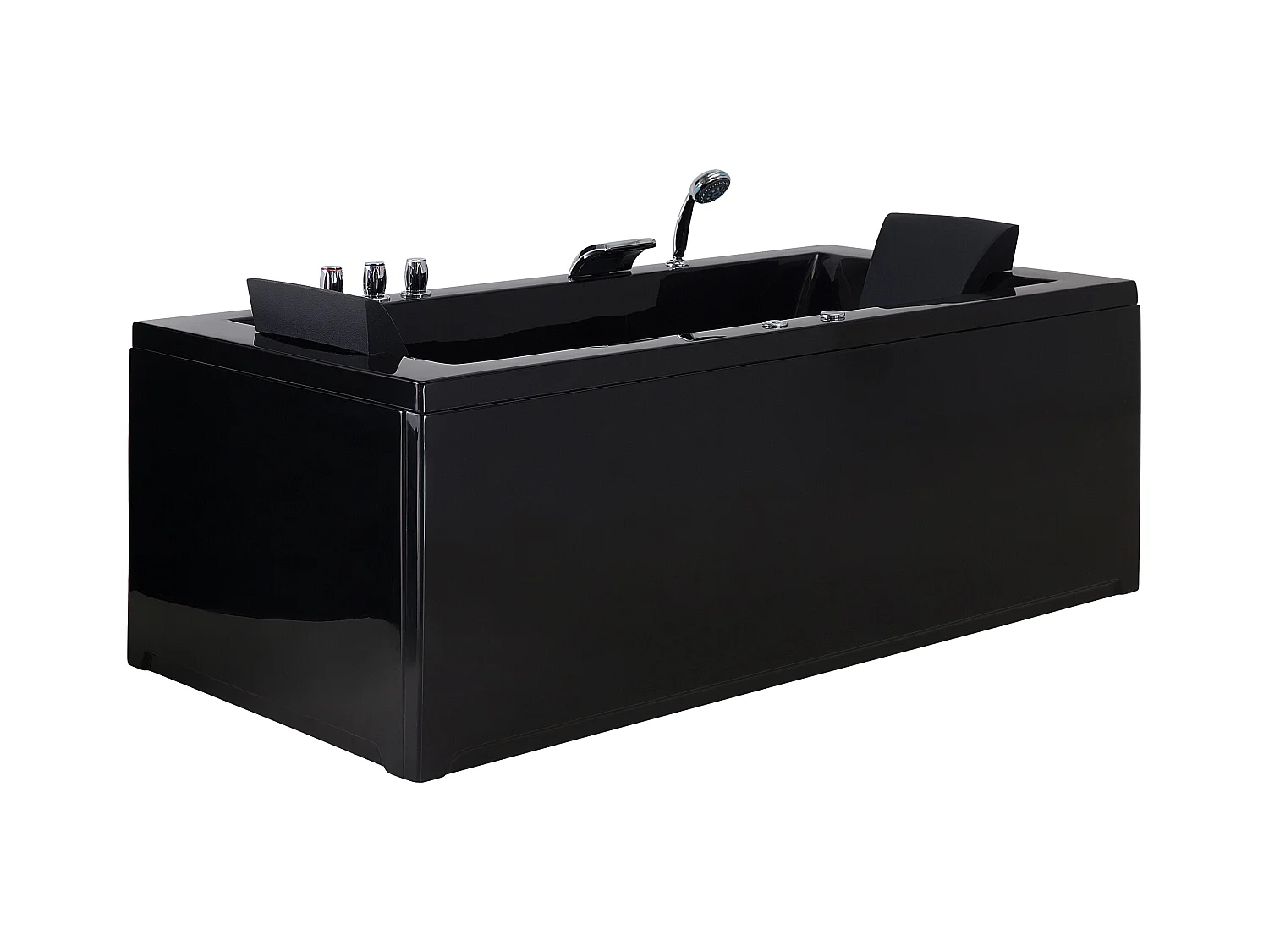 Baignoire d'angle à remous avec LED VARADERO Côté droite 183 x 90 cm Noir