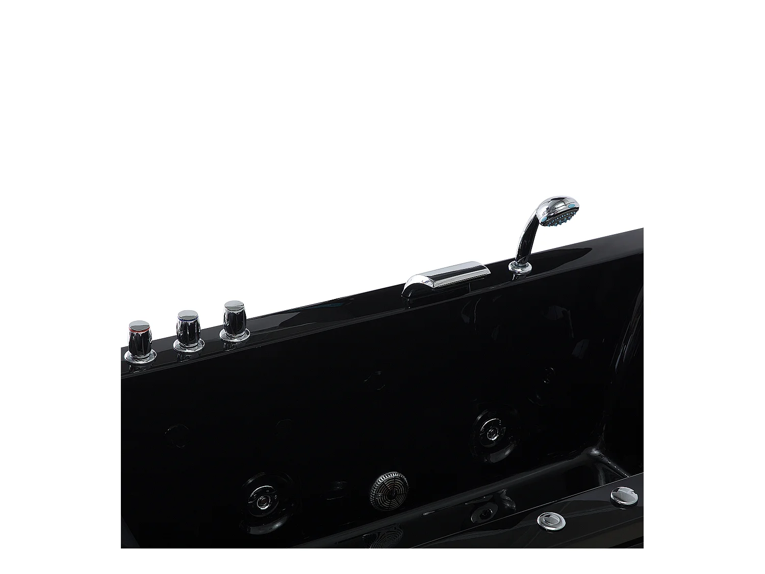 Baignoire d'angle à remous avec LED VARADERO Côté droite 183 x 90 cm Noir