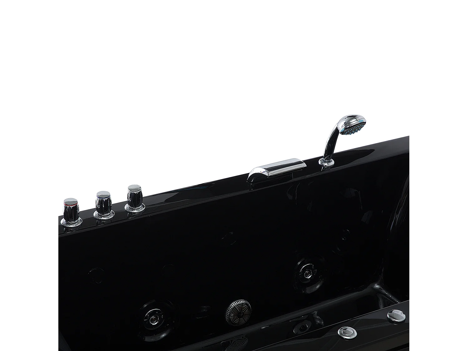 Baignoire d'angle à remous avec LED VARADERO Côté droite 183 x 90 cm Noir