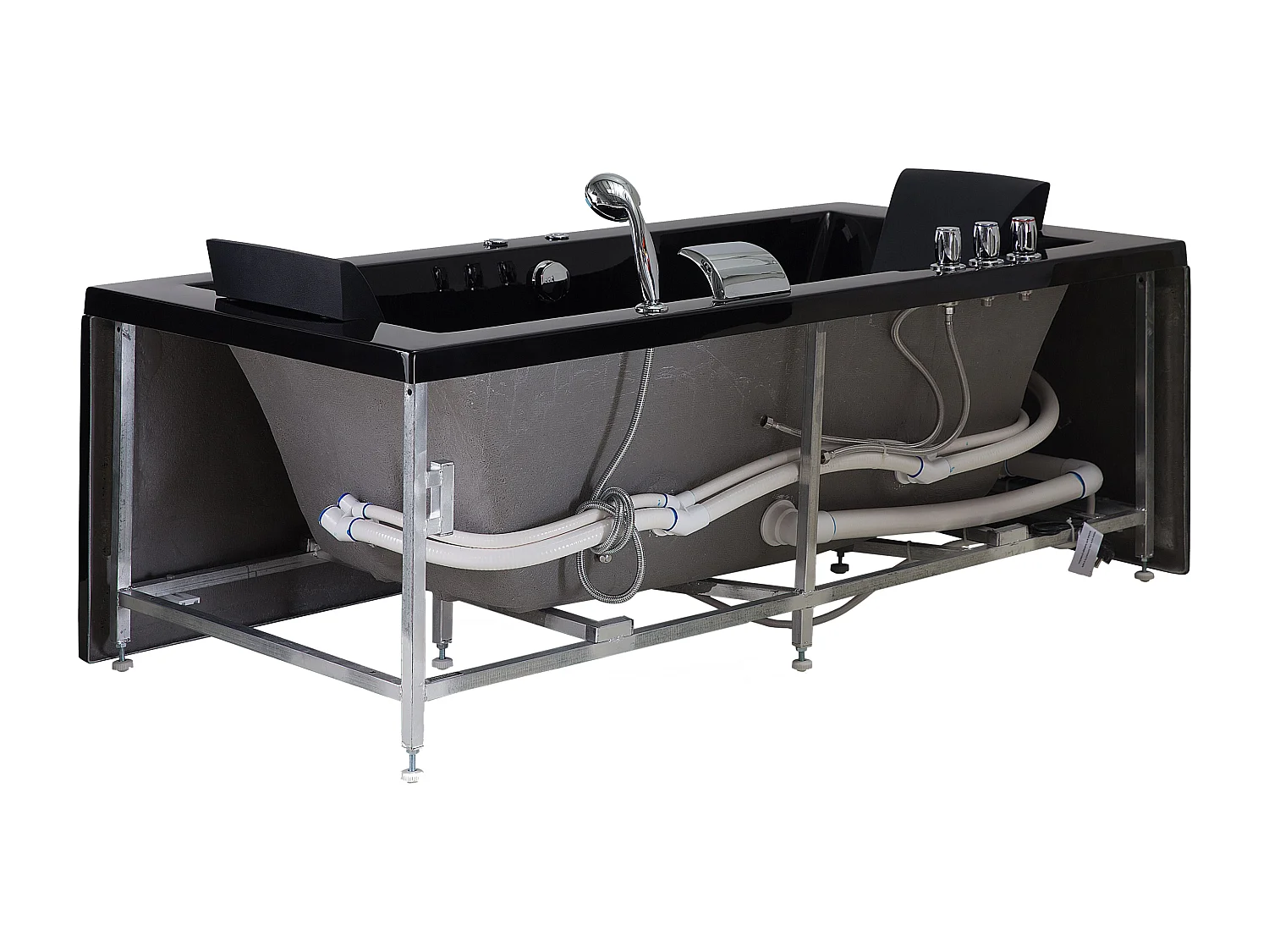 Baignoire d'angle à remous avec LED VARADERO Côté gauche 183 x 90 cm Noir