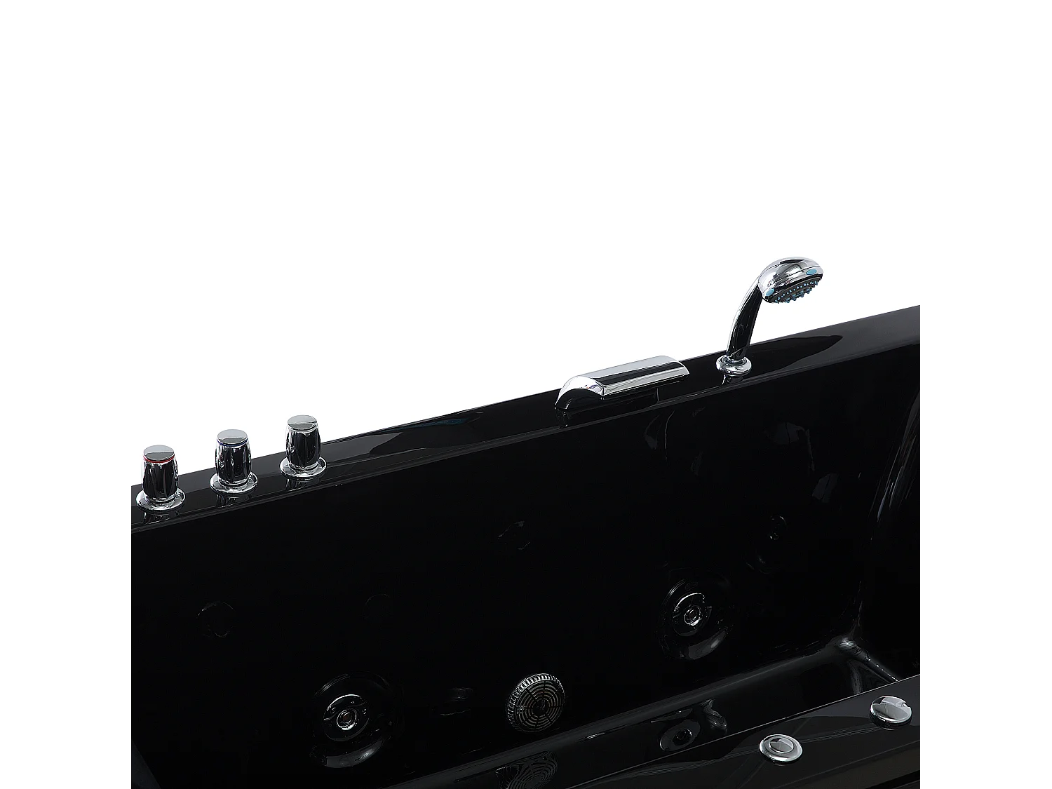 Baignoire d'angle à remous avec LED VARADERO Côté gauche 183 x 90 cm Noir