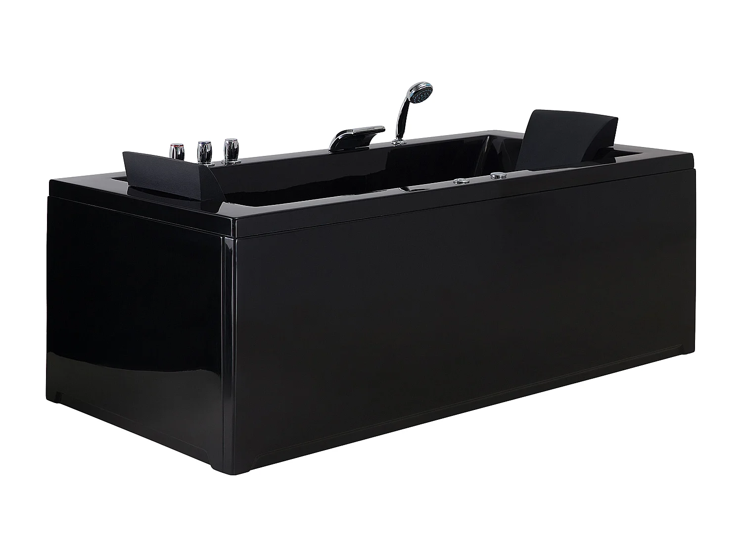 Baignoire d'angle à remous avec LED VARADERO Côté gauche 183 x 90 cm Noir