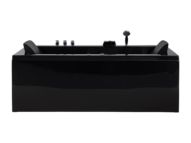 Baignoire d'angle à remous avec LED VARADERO Côté gauche 183 x 90 cm Noir