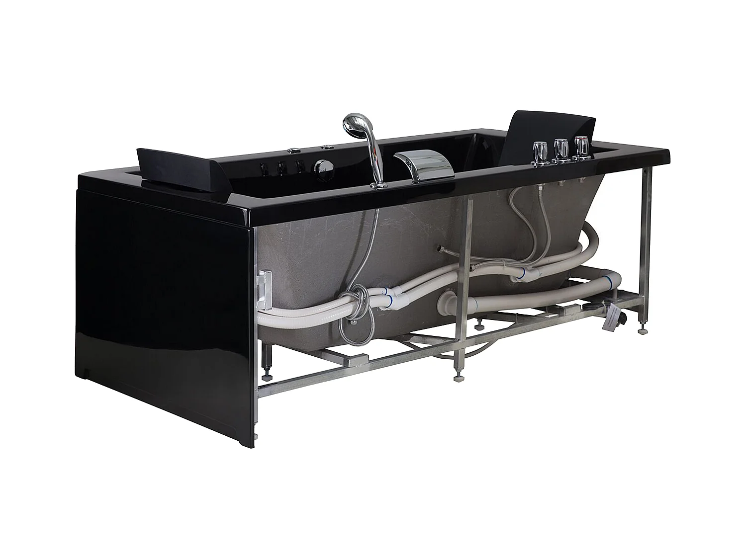 Baignoire d'angle à remous avec LED VARADERO Côté droit 183 x 90 cm Noir