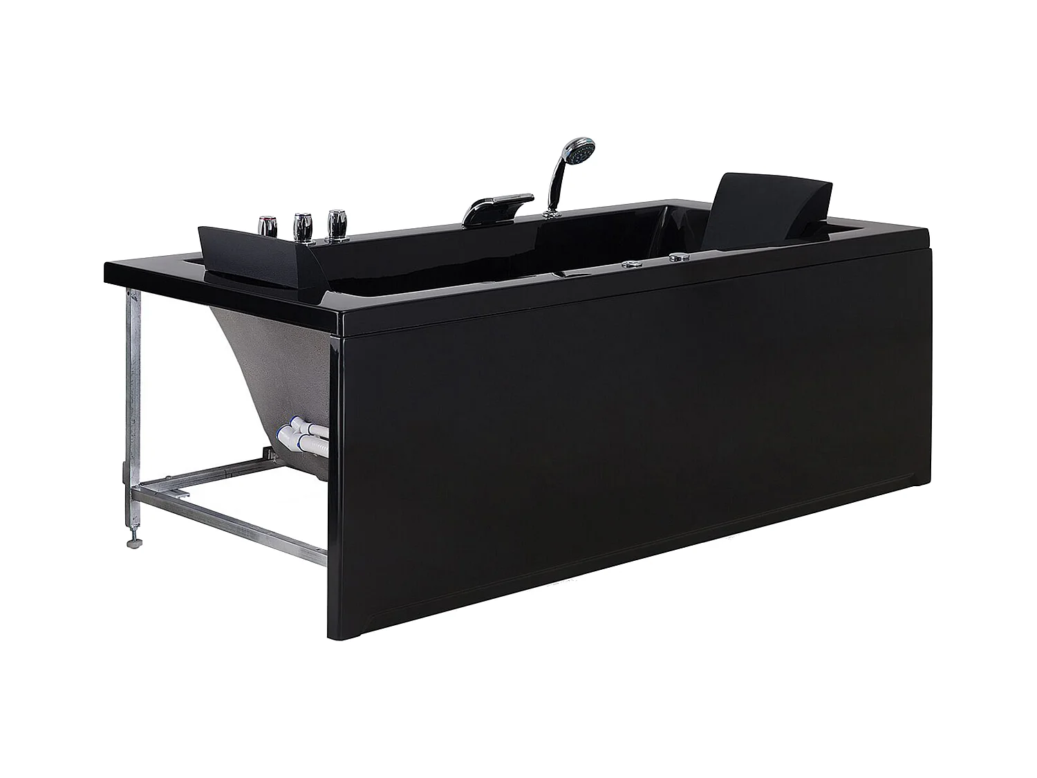 Baignoire d'angle à remous avec LED VARADERO Côté droit 183 x 90 cm Noir