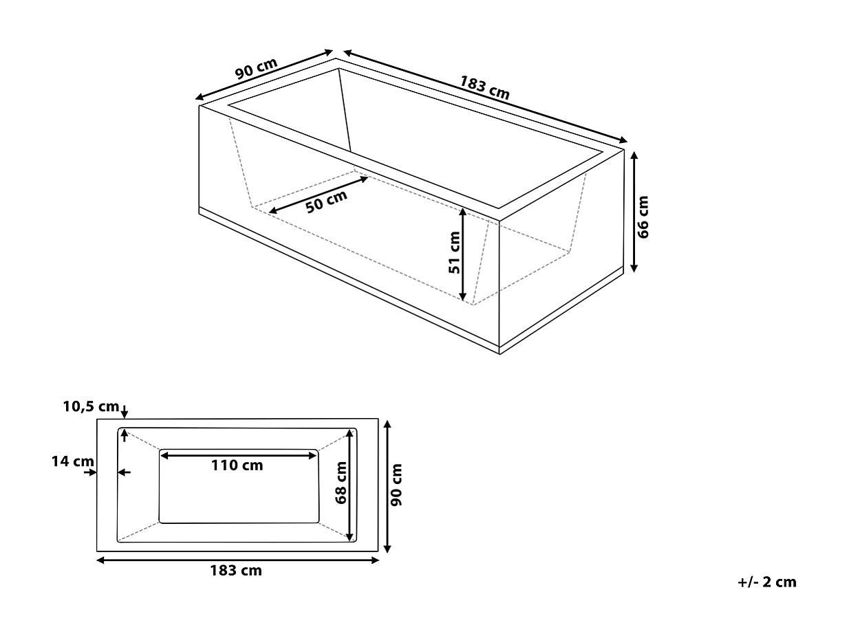 Wanna narożna z hydromasażem LED VARADERO Prawostronny 183 x 90 cm Czarny