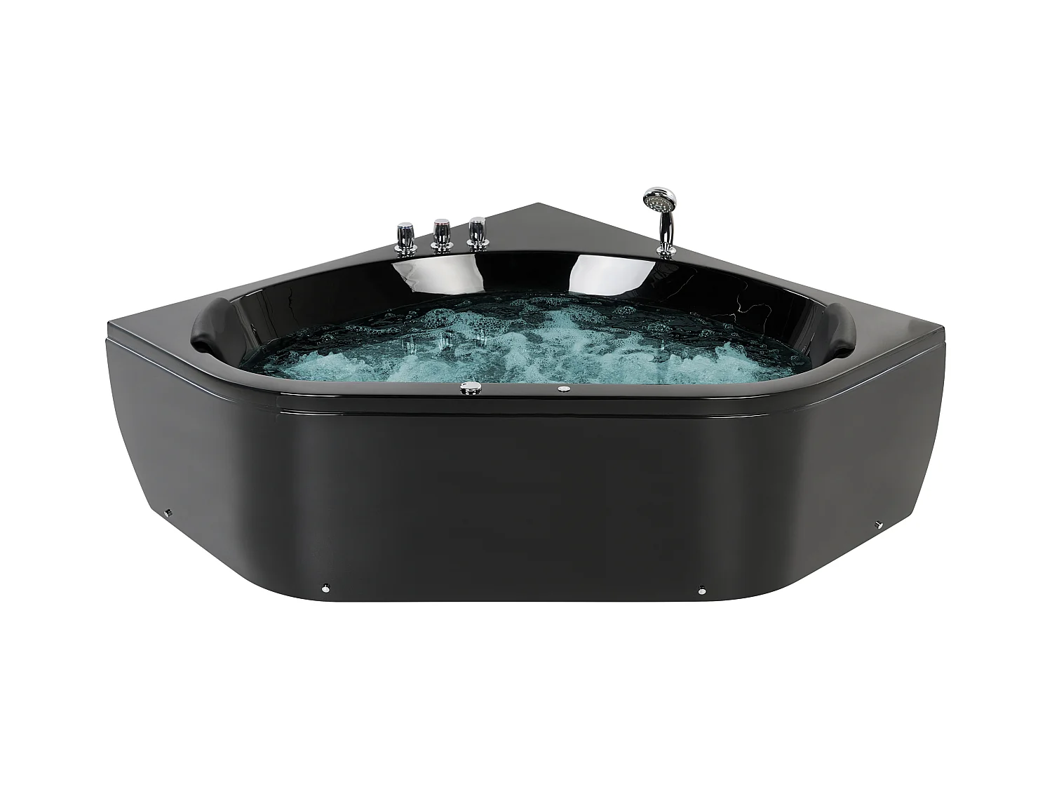 Baignoire d'angle à remous avec LED MEVES 140 x 140 cm Noir