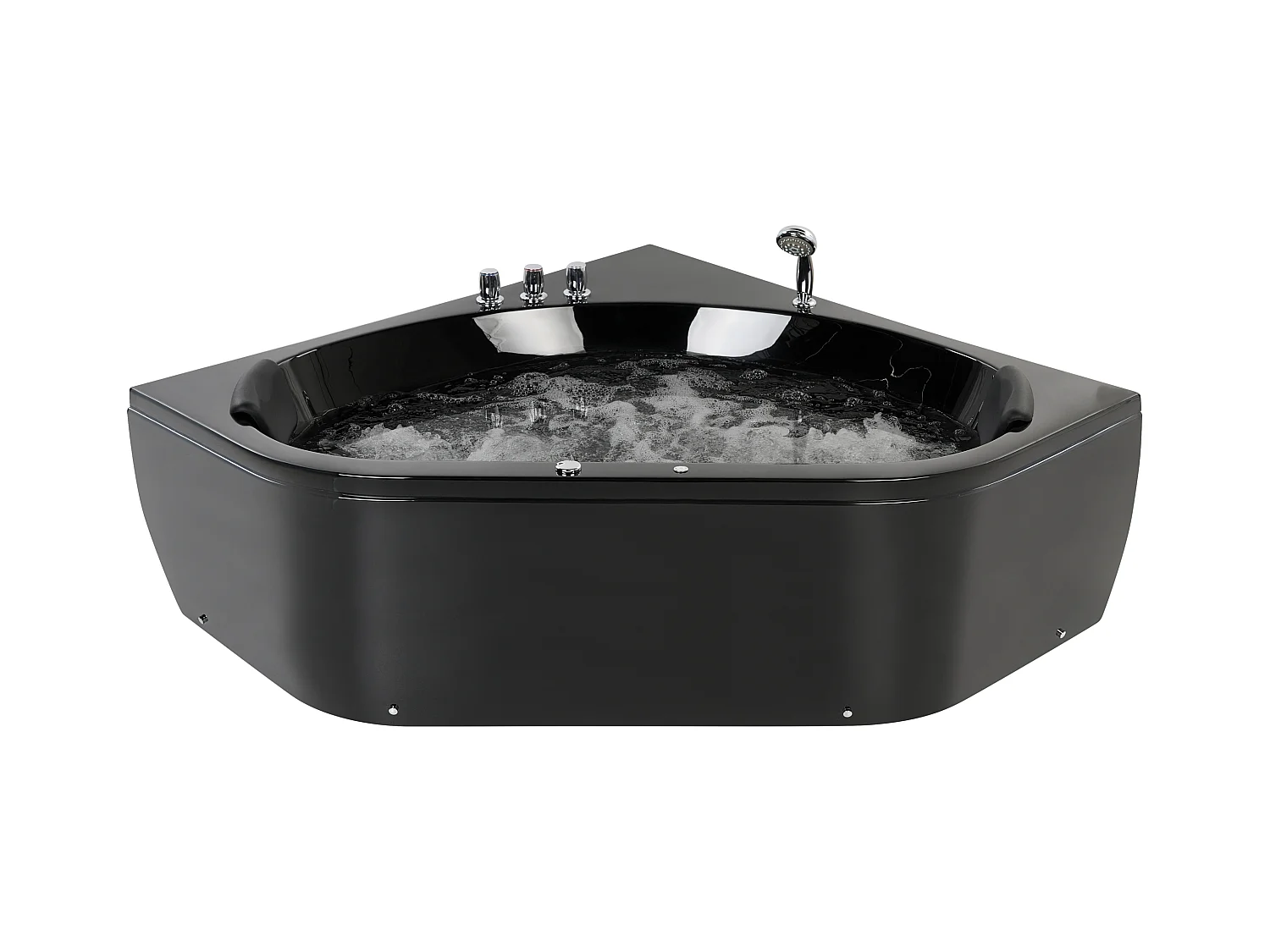 Baignoire d'angle à remous avec LED MEVES 140 x 140 cm Noir