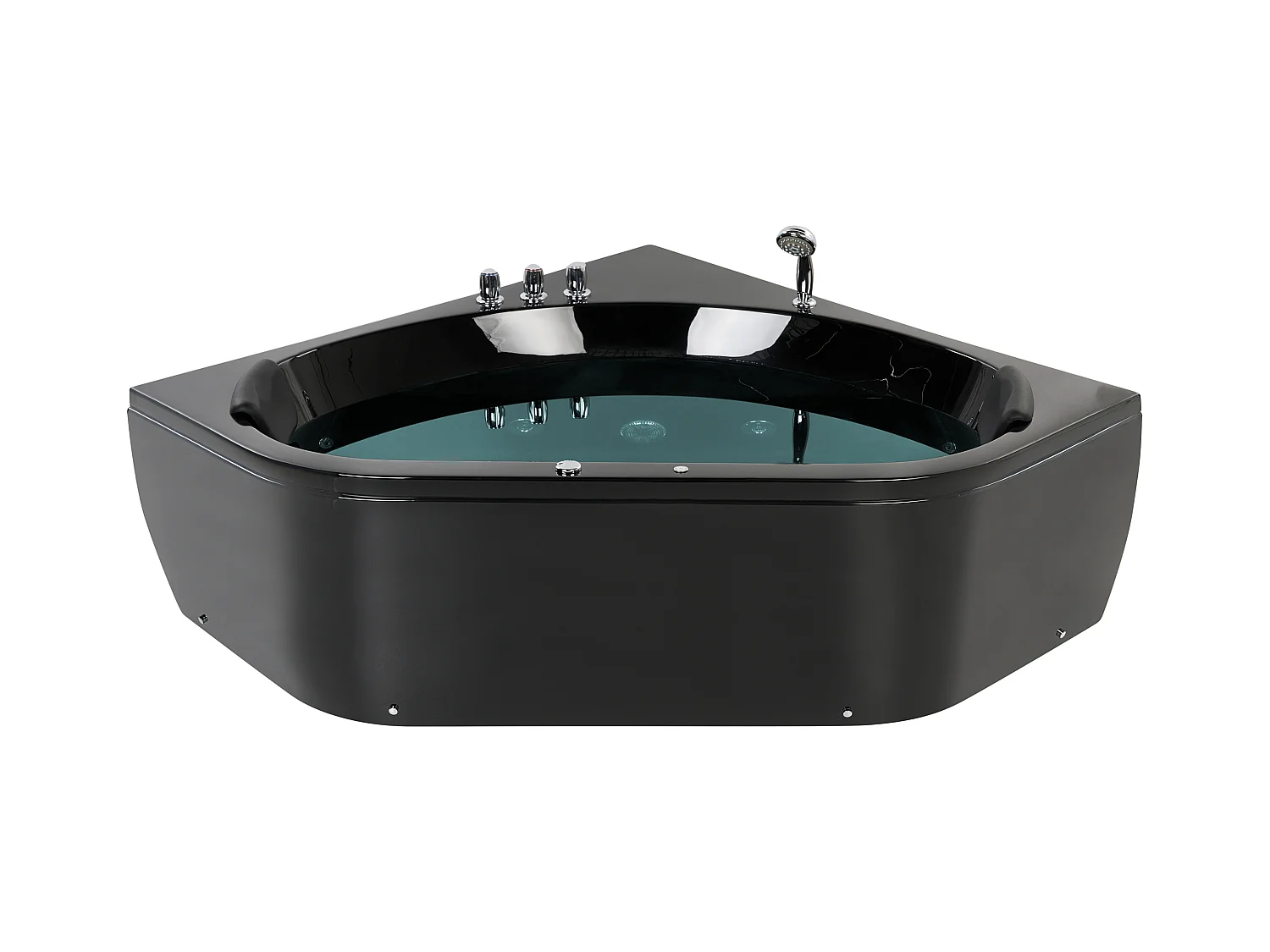 Baignoire d'angle à remous avec LED MEVES 140 x 140 cm Noir