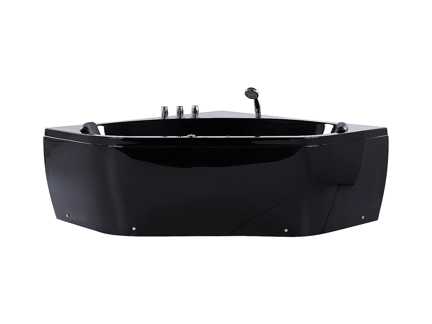 Baignoire d'angle à remous avec LED MEVES 140 x 140 cm Noir