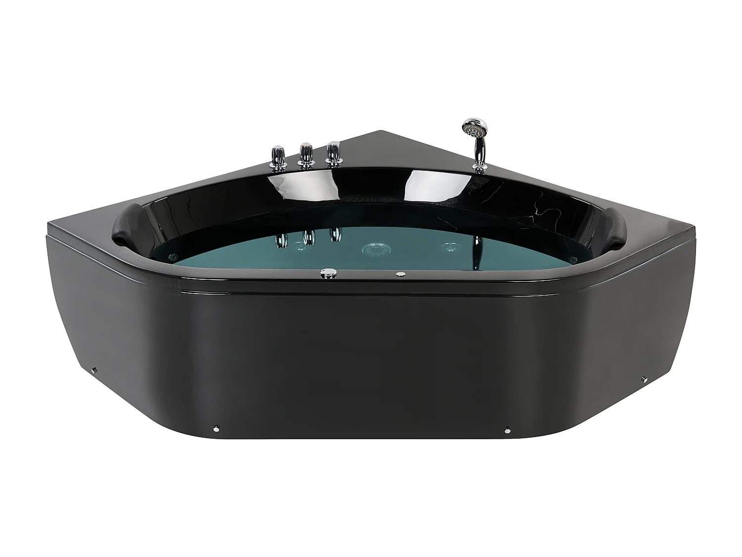 Baignoire d'angle à remous avec LED MEVES 140 x 140 cm Noir