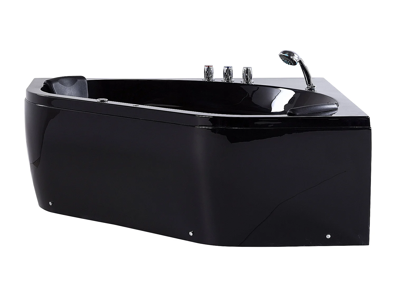 Baignoire d'angle à remous avec LED MEVES 140 x 140 cm Noir