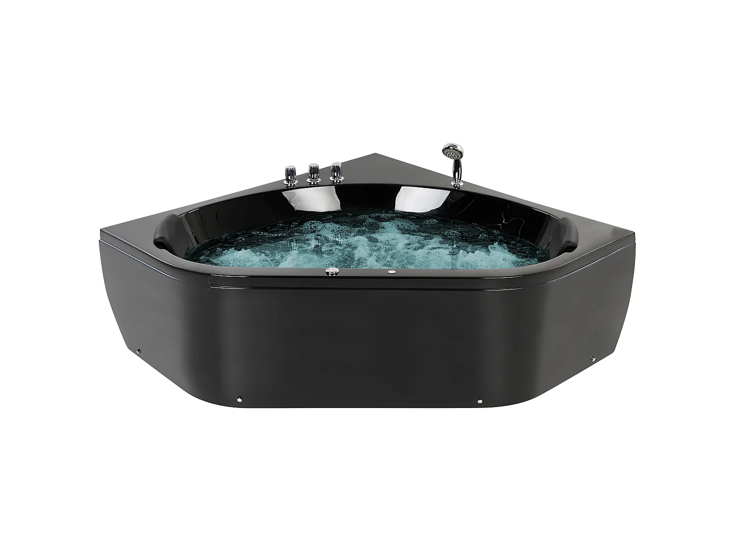 Baignoire d'angle à remous avec LED MEVES 140 x 140 cm Noir