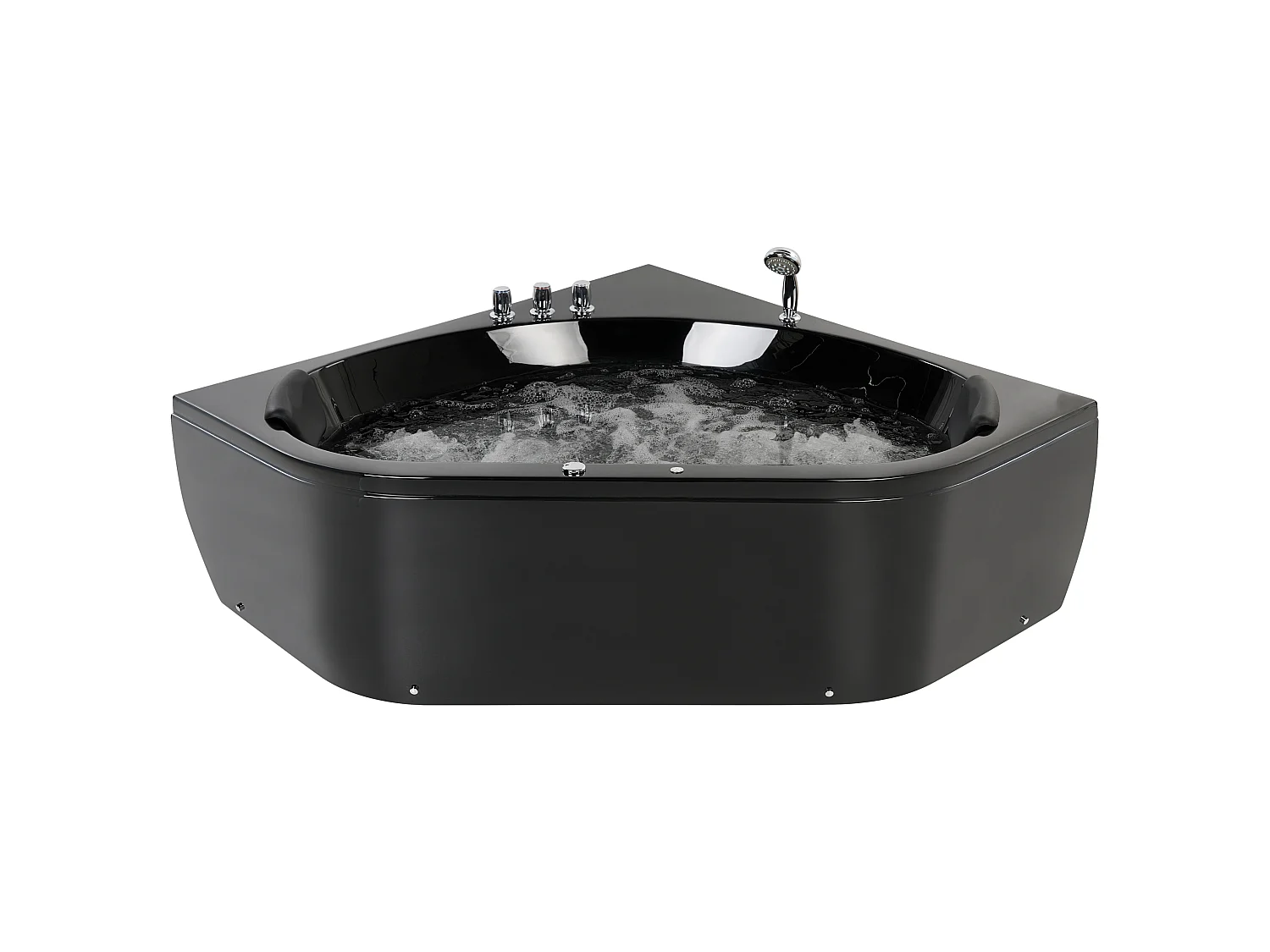 Baignoire d'angle à remous avec LED MEVES 140 x 140 cm Noir